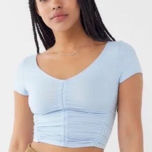 Urban Outfitters Women’s Light Blue Ruched Crop Top